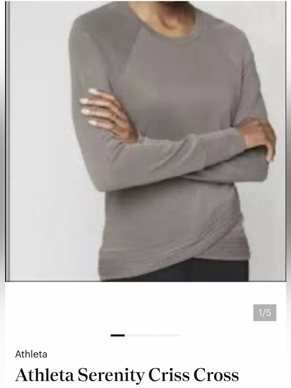 Athleta Serenity Criss Cross Heather Gray Crewneck Pullover Small